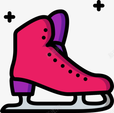 溜冰鞋冬季运动28线性颜色图标图标