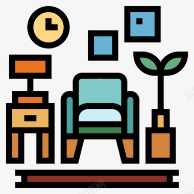 家具和家居家具113线性颜色图标图标