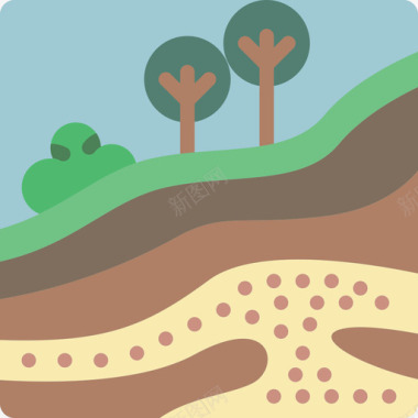 土壤采矿和工艺3平坦图标图标