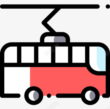 无轨电车公共交通13颜色省略图标图标