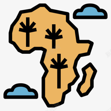 非洲非洲8线性颜色图标图标