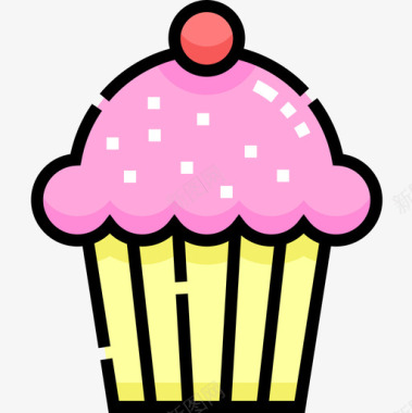 纸杯蛋糕甜甜糖果7线性颜色图标图标