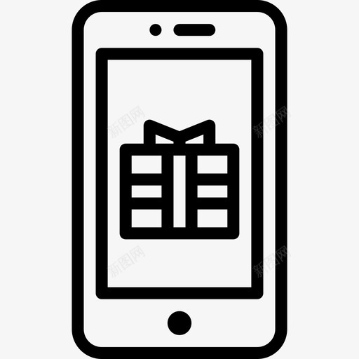 智能手机礼物17轮廓图标svg_新图网 https://ixintu.com 手机 智能 礼物 轮廓