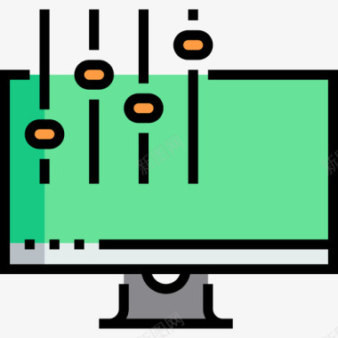 计算机音频和视频19线性颜色图标图标