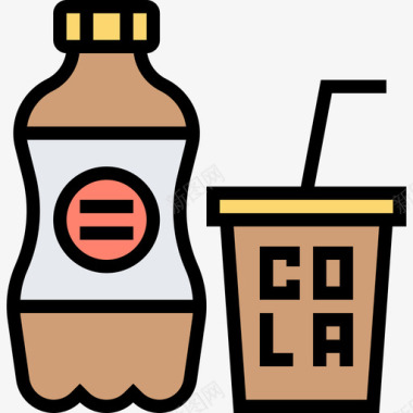 可乐野餐元素4线性颜色图标图标