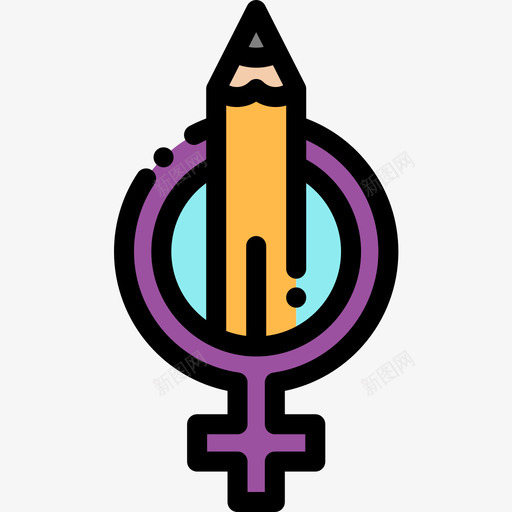 铅笔女权主义12线条颜色图标svg_新图网 https://ixintu.com 女权主义 线条 铅笔 颜色