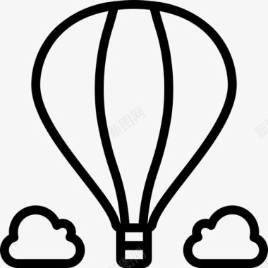 热气球发明直线图标图标