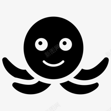 章鱼动物表情符号图标图标