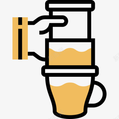 Aeropress咖啡59黄色阴影图标图标