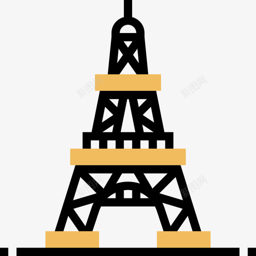 埃菲尔铁塔法国符号5黄色阴影图标svg_新图网 https://ixintu.com 埃菲尔铁塔 法国 符号 阴影 黄色