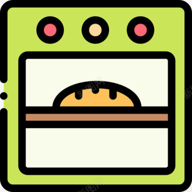 烤箱面包房94线性颜色图标图标
