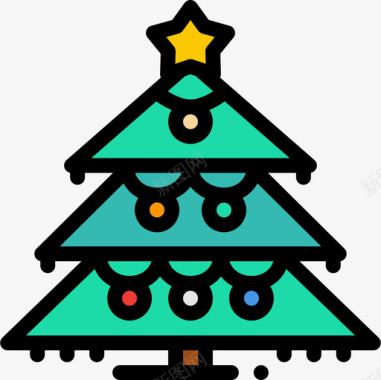 圣诞树141线形颜色图标图标