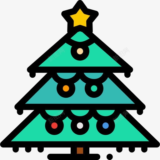 圣诞树141线形颜色图标svg_新图网 https://ixintu.com 圣诞树 线形 颜色