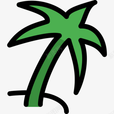 棕榈树旅游观光2线状色彩图标图标