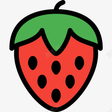 草莓水果13线形颜色图标图标