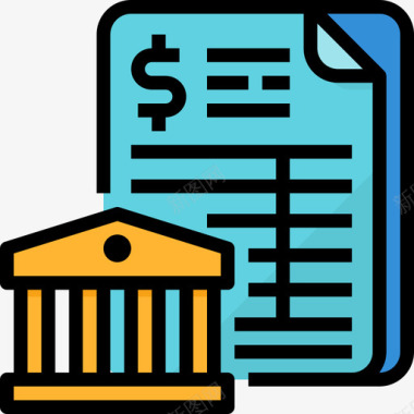 银行对账单会计和财务3线颜色图标图标