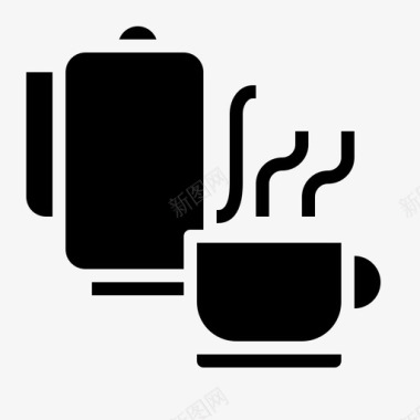 咖啡休息时间杯子水壶图标图标