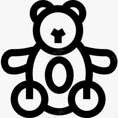 泰迪熊婴儿和玩具6直线型图标图标