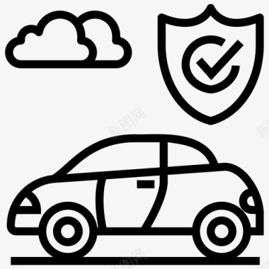 汽车保护汽车保险安全车图标图标