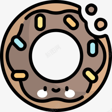 甜甜圈派对50线性颜色图标图标