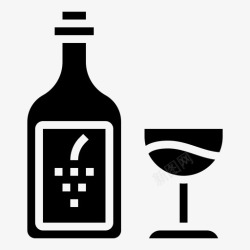 喇叭葡萄葡萄符号葡萄酒饮料瓶子图标高清图片