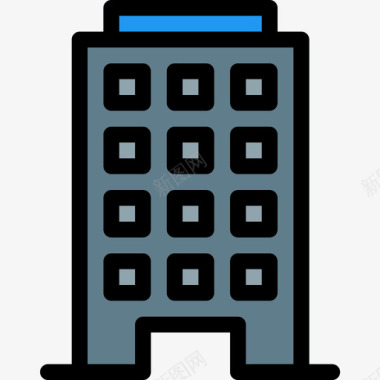 办公楼18个地方线性颜色图标图标