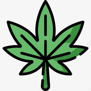 大麻成瘾2线状颜色图标图标