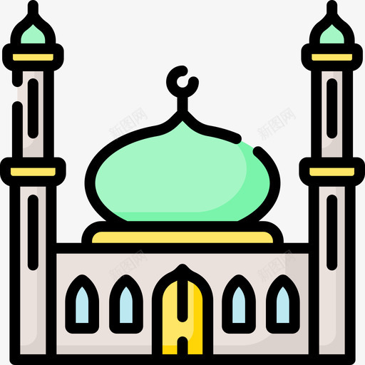 清真寺穆斯林线性颜色图标svg_新图网 https://ixintu.com 清真寺 穆斯林 线性 颜色