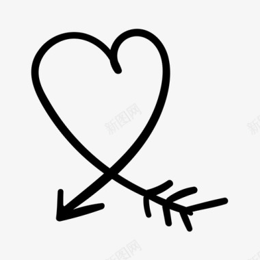 爱情箭头手绘心形图标图标