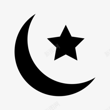 月亮和星星伊斯兰教穆斯林图标图标