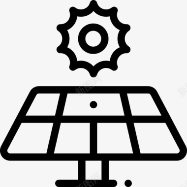 太阳能电池板domotics12线性图标图标