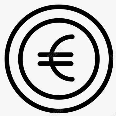 硬币欧元符号图标图标