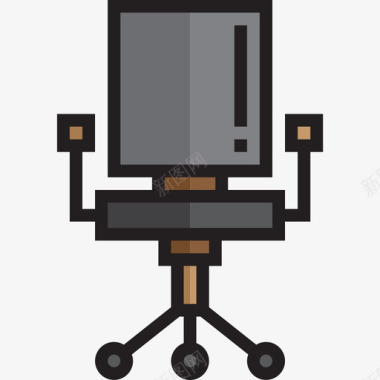 椅子办公用品4线性颜色图标图标