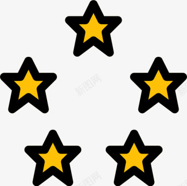 星星投票奖励徽章3直线颜色图标图标