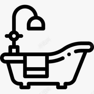 浴缸浴室42线性图标图标
