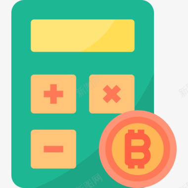计算器加密货币和比特币3扁平图标图标