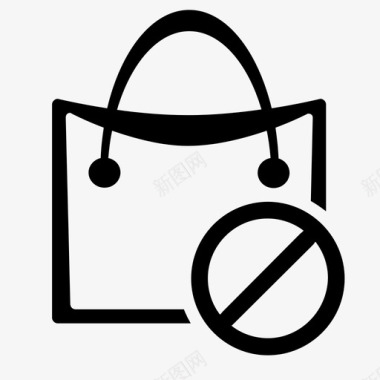 禁止购物车电子商务空袋子图标图标