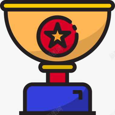 奖杯奖励和奖章4直线颜色图标图标