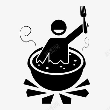 食人烹饪食物图标图标