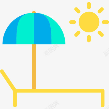 日光浴床夏季66平坦图标图标
