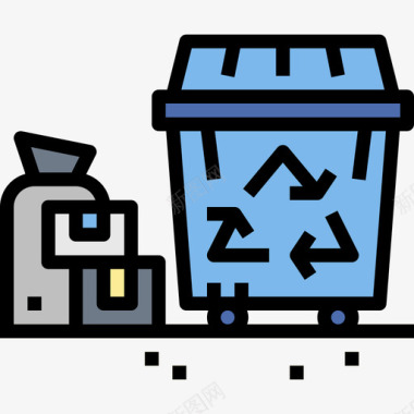 垃圾桶洗衣房23线性颜色图标图标