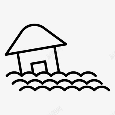 洪水房屋自然图标图标