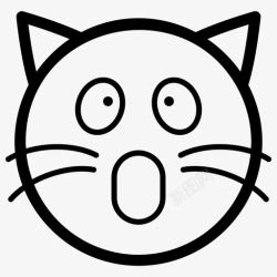 猫惊讶惊讶的猫脸表情符号情感图标高清图片