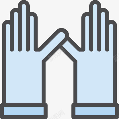 手套清洁设备3线性颜色图标图标