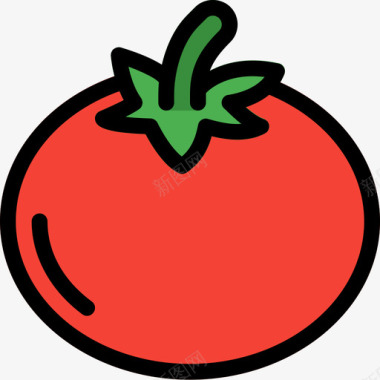 番茄蔬菜和种子线形颜色图标图标