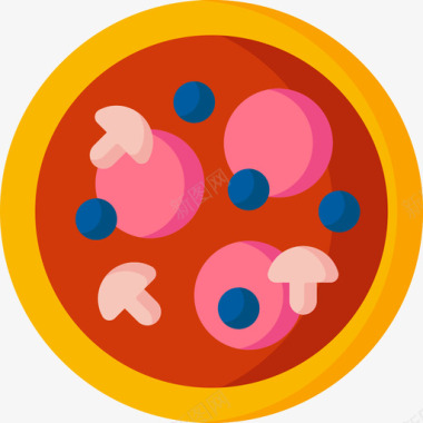 披萨派对庆典14扁平图标图标