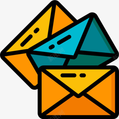 信件邮政服务5线颜色图标图标