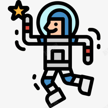 航天员太空127线性颜色图标图标