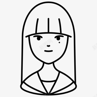 日本学生头像女孩人图标图标