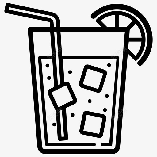 鸡尾酒饮料吸管图标svg_新图网 https://ixintu.com 冰块 吸管 玻璃杯 饮料 鸡尾酒